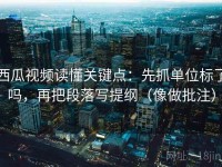 西瓜视频读懂关键点：先抓单位标了吗，再把段落写提纲（像做批注）
