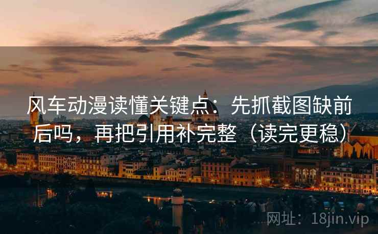 风车动漫读懂关键点：先抓截图缺前后吗，再把引用补完整（读完更稳）
